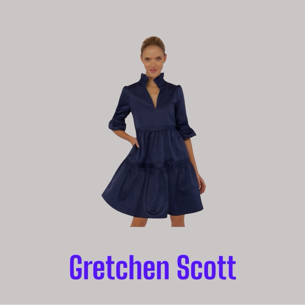 Gretchen Scott Designs Navy Tiered V-Neck Mini Dress